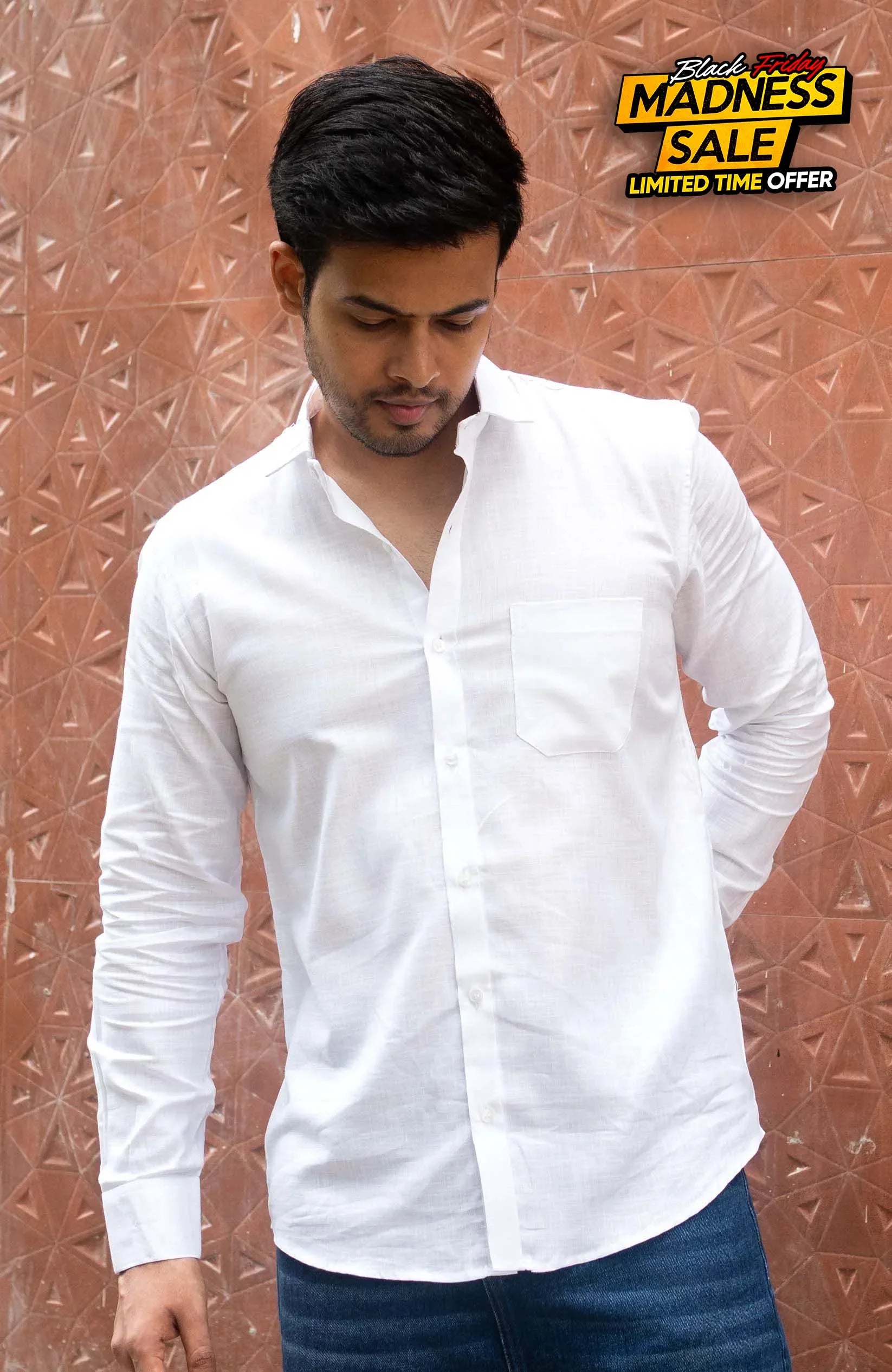 Classic Shirt | White | Cotton Linen - Shirt