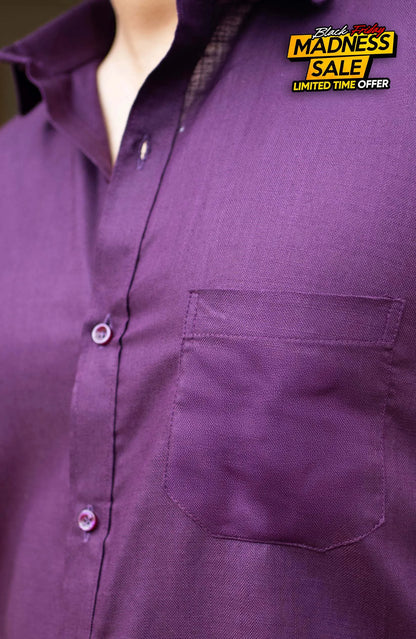 Classic Shirt | Wine | Cotton Linen - Shirt