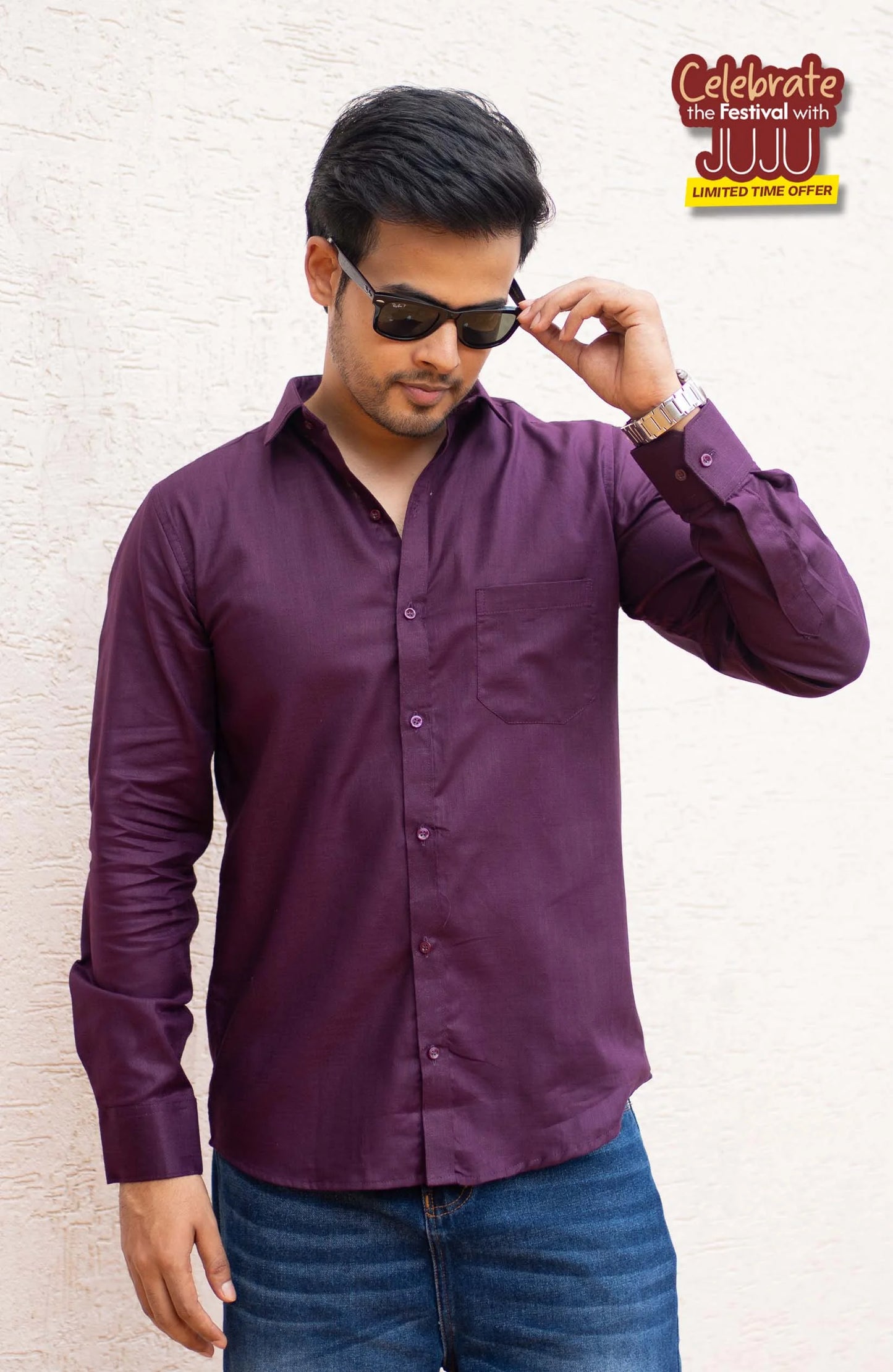 Classic Shirt | Wine | Cotton Linen Shirt