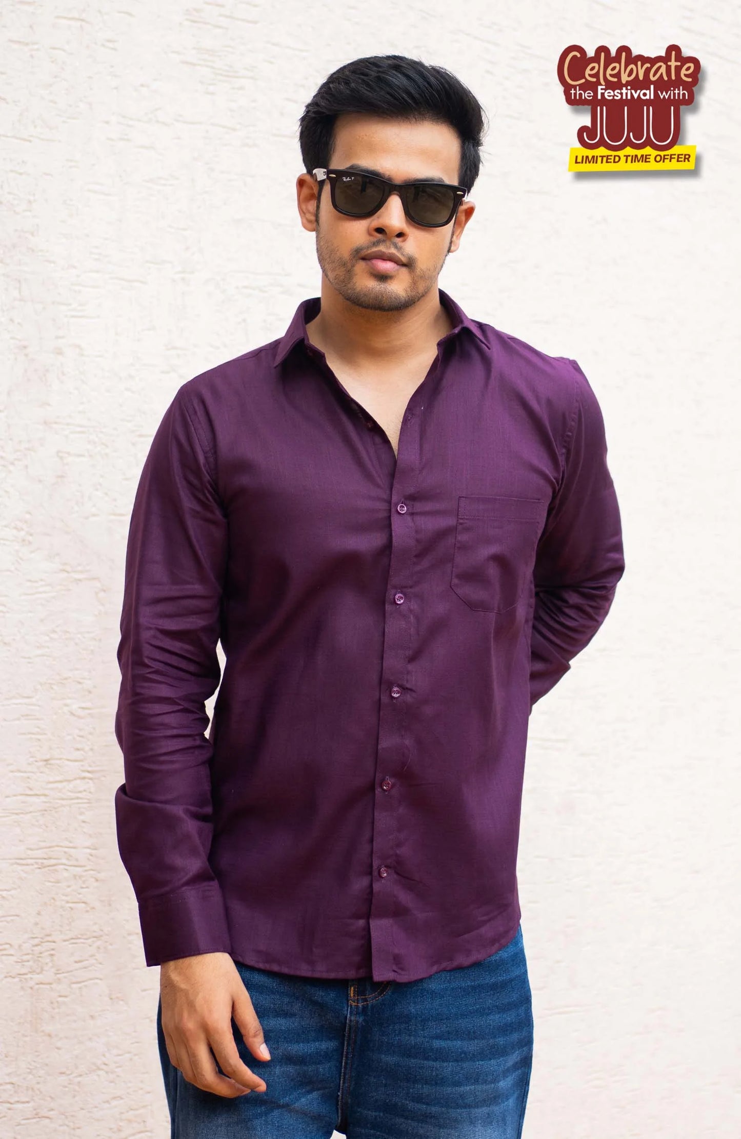 Classic Shirt | Wine | Cotton Linen Shirt