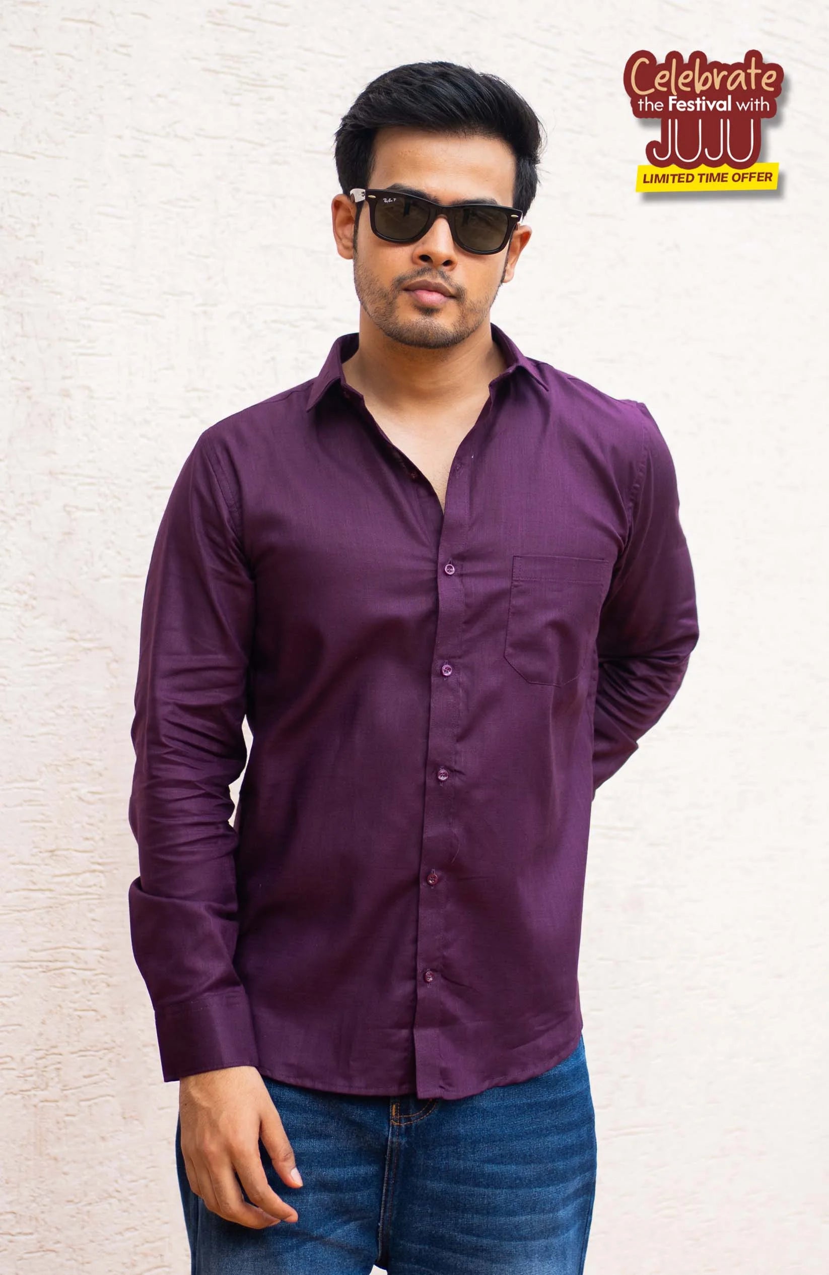 Classic Shirt | Wine | Cotton Linen Shirt