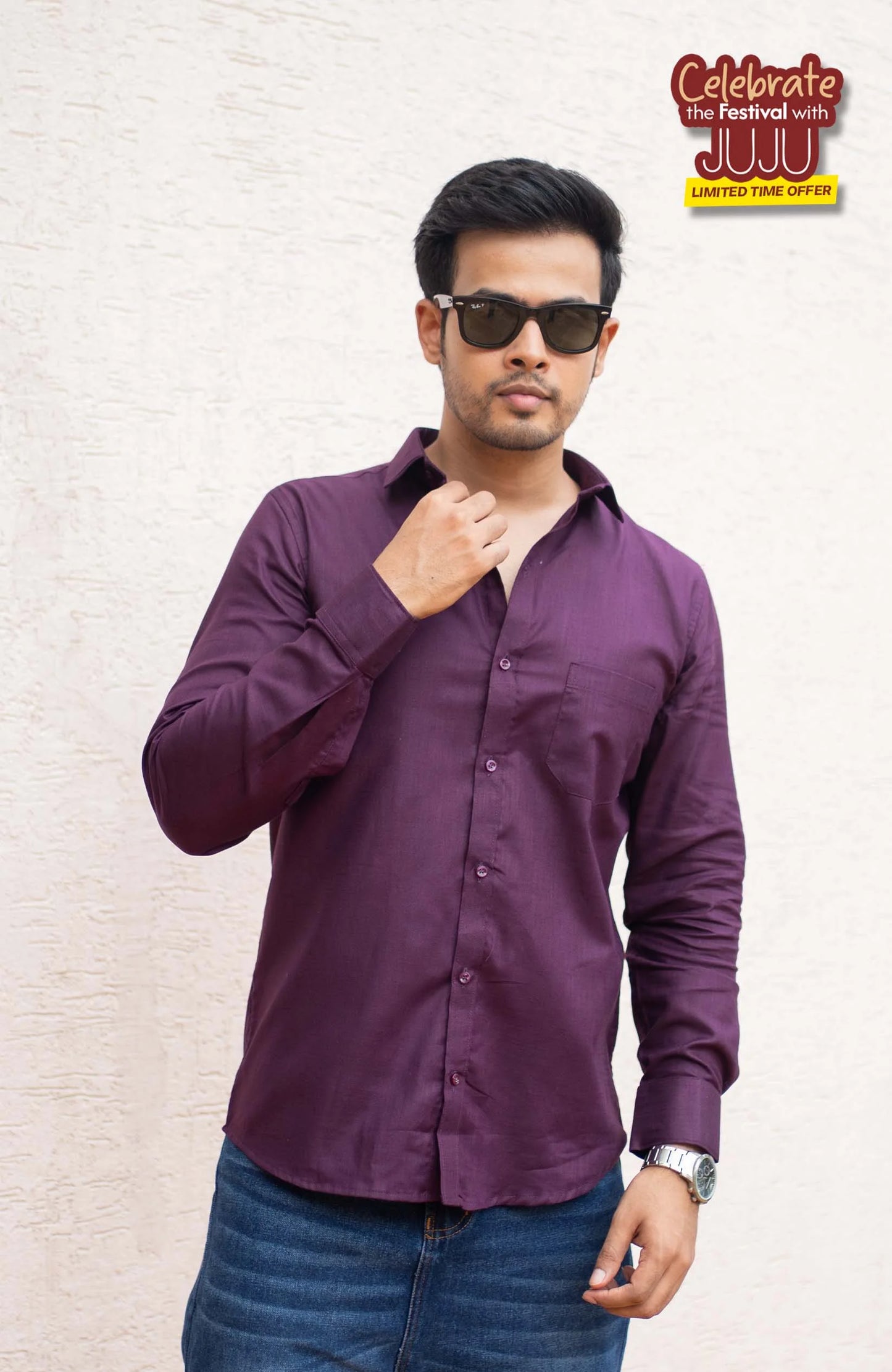 Classic Shirt | Wine | Cotton Linen Shirt