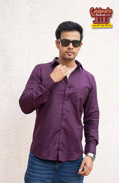 Classic Shirt | Wine | Cotton Linen Shirt