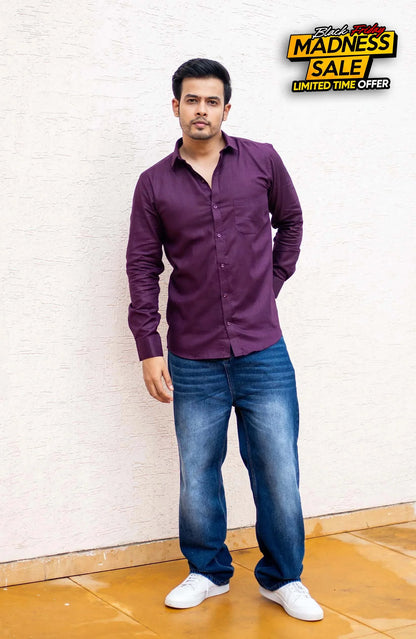 Classic Shirt | Wine | Cotton Linen - Shirt