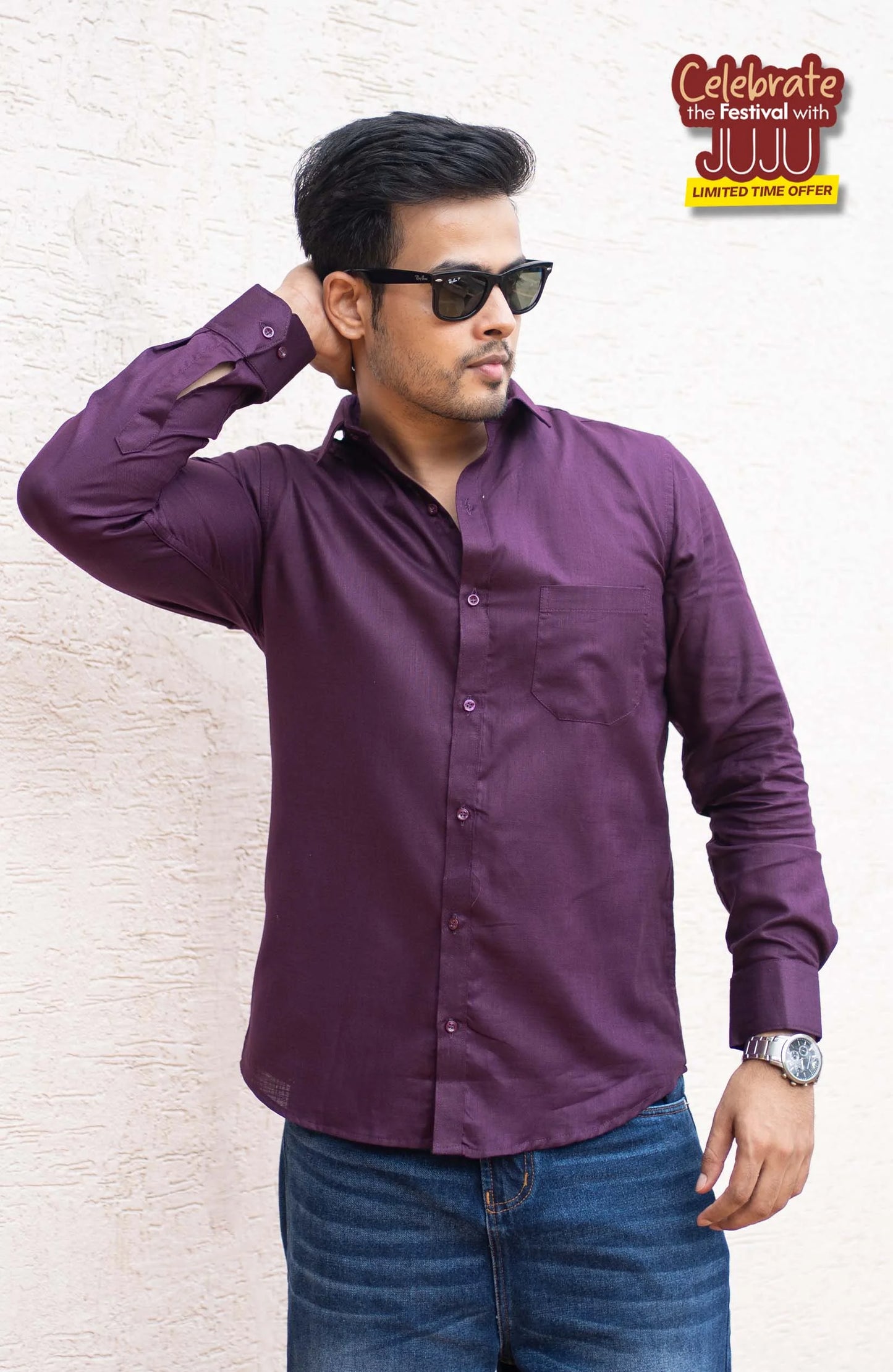 Classic Shirt | Wine | Cotton Linen Shirt