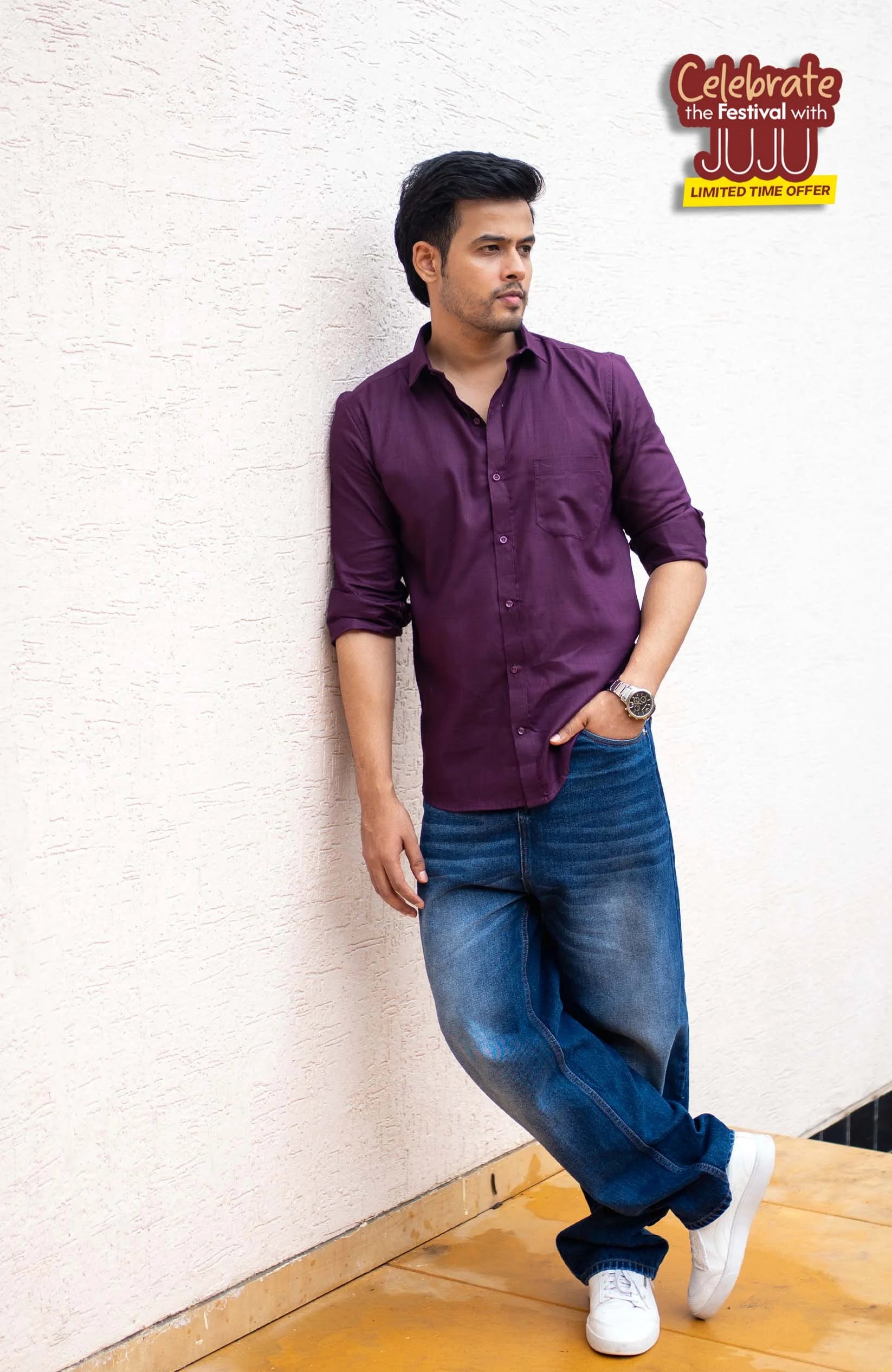 Classic Shirt | Wine | Cotton Linen - Shirt