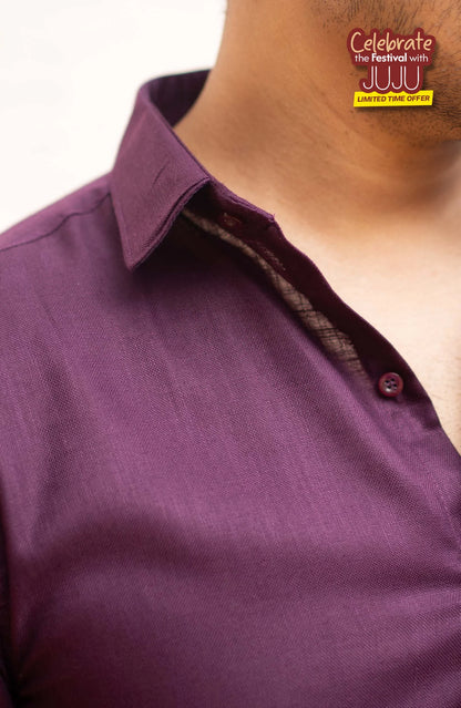 Classic Shirt | Wine | Cotton Linen Shirt