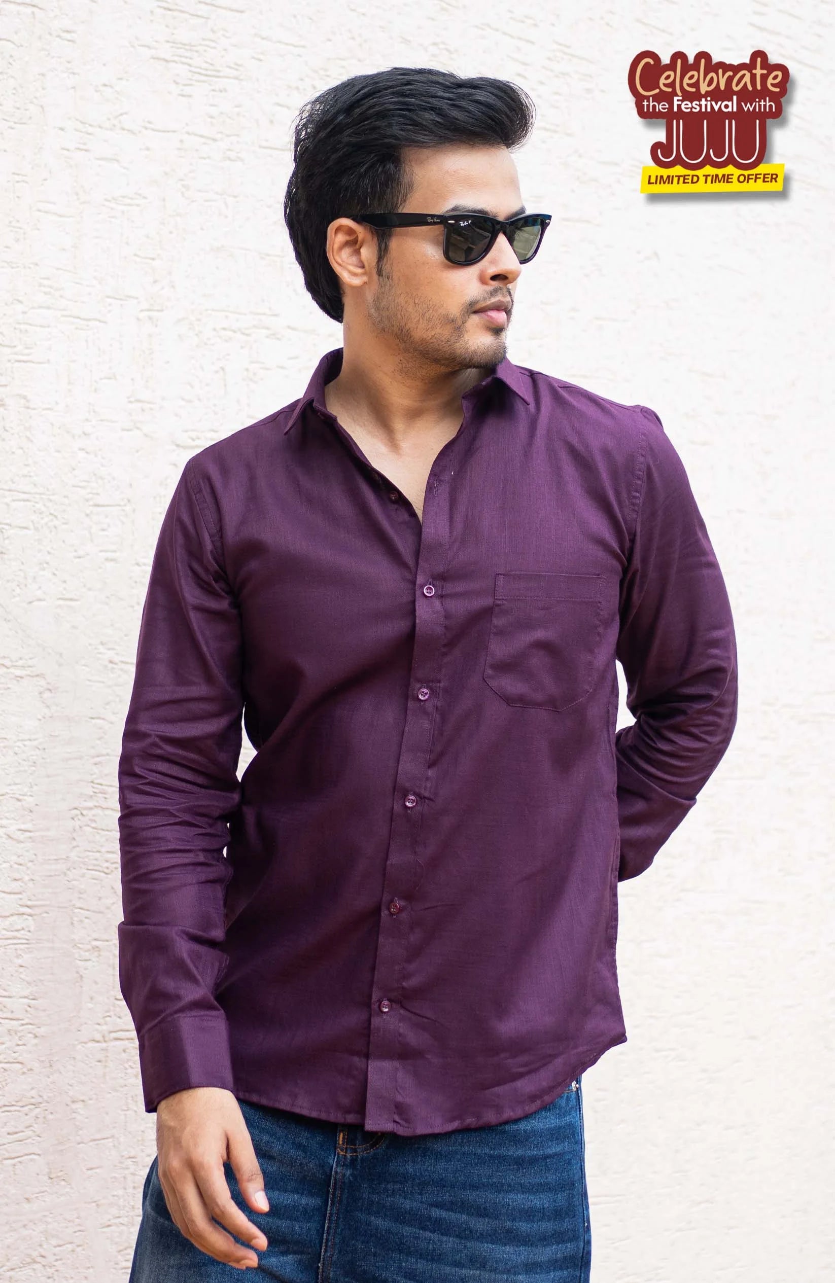 Classic Shirt | Wine | Cotton Linen Shirt