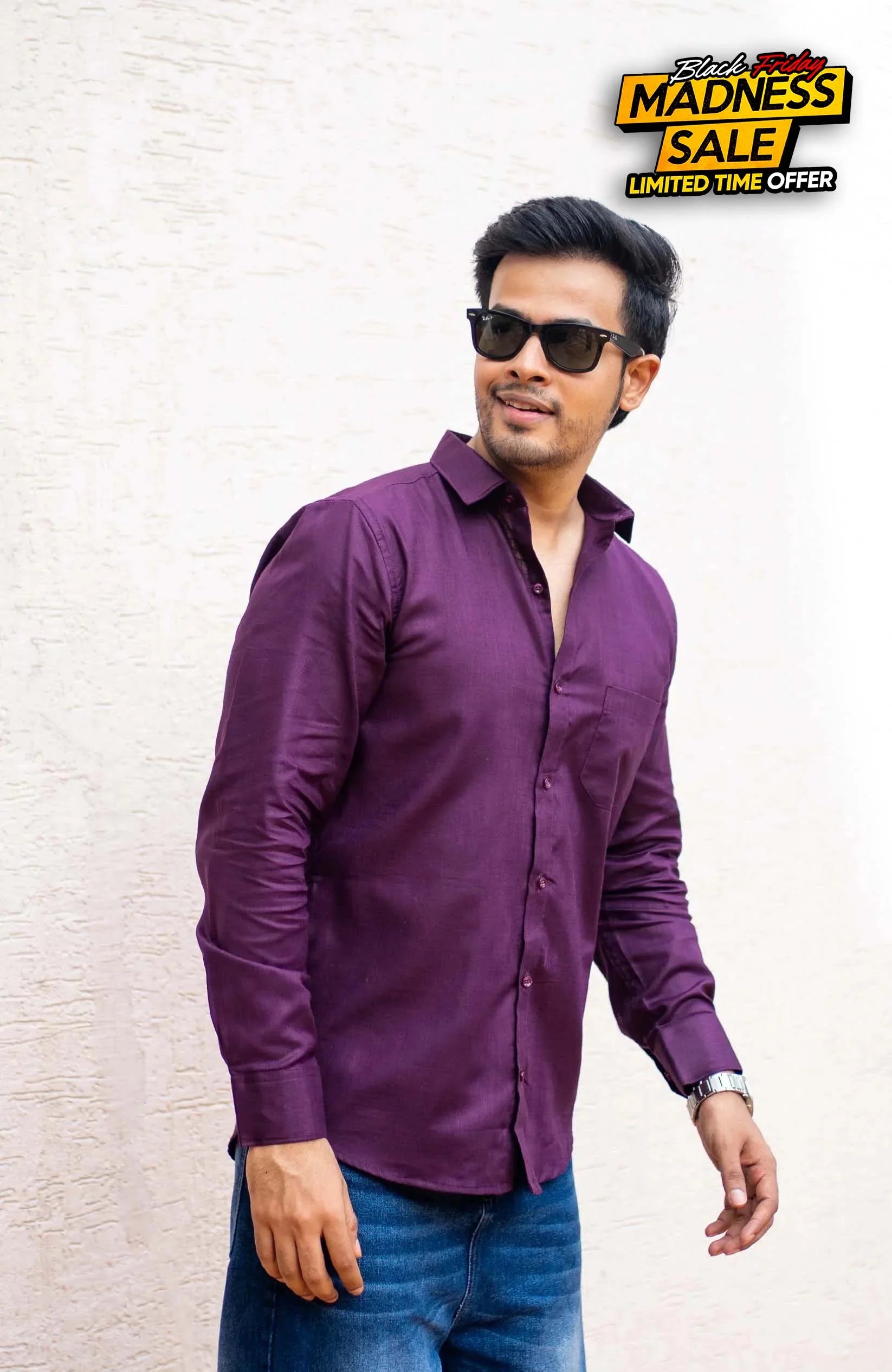 Classic Shirt | Wine | Cotton Linen - Shirt