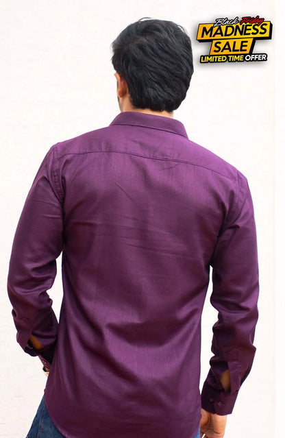 Classic Shirt | Wine | Cotton Linen - Shirt