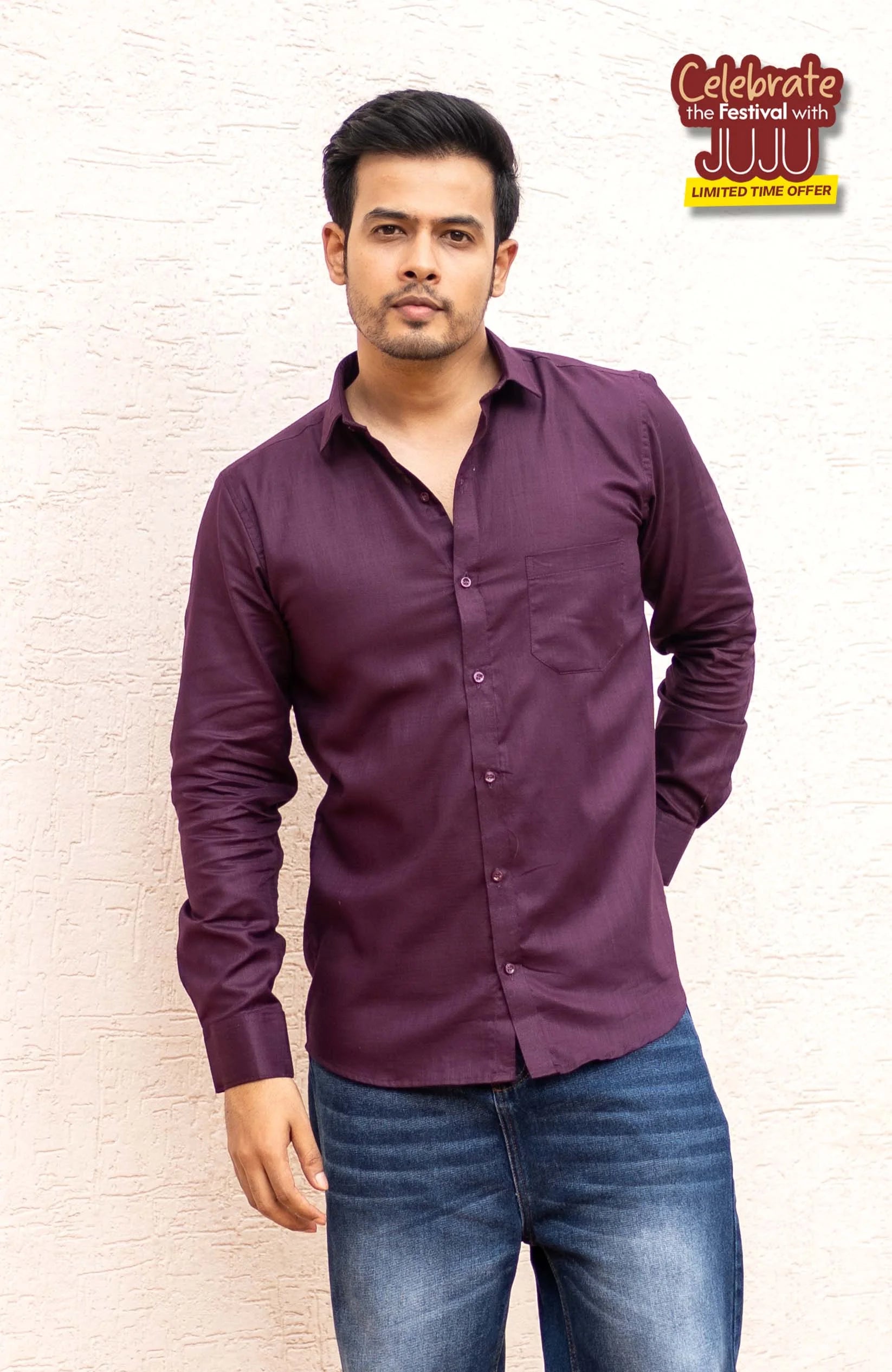 Classic Shirt | Wine | Cotton Linen Shirt