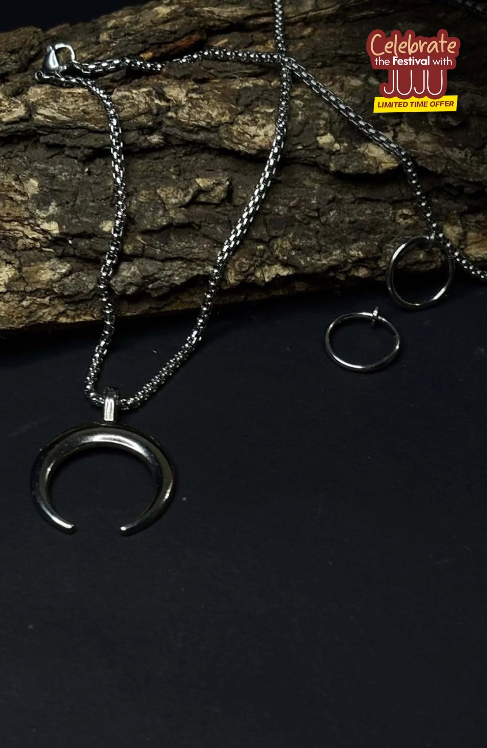 Eclipse Curve Pendant Chain | Unisex Jewellery Silver / Unisex Chain