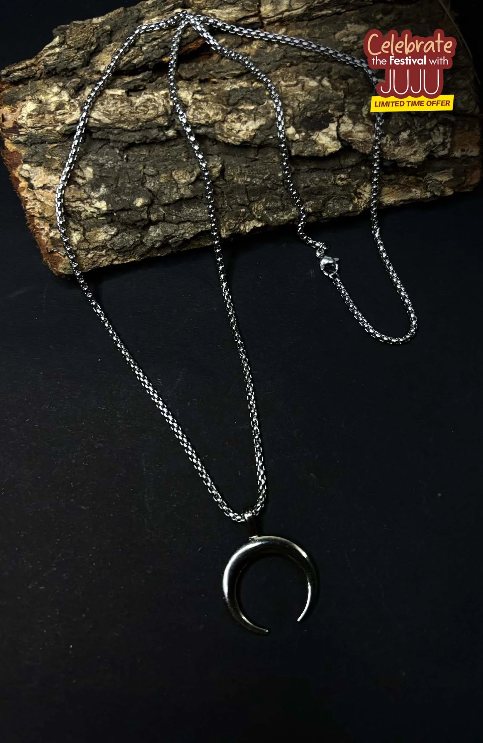 Eclipse Curve Pendant Chain | Unisex Jewellery Silver / Unisex Chain