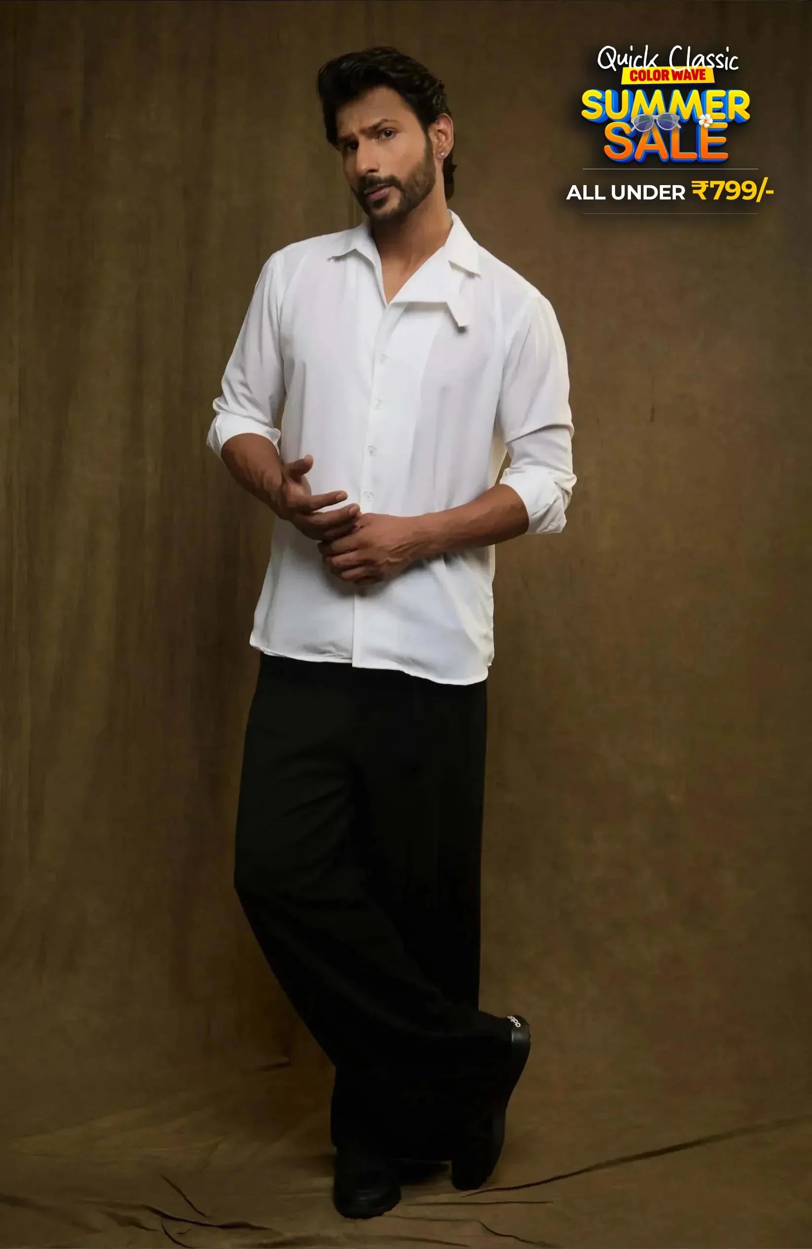 Overlap Full Sleeve Shirt - M / White - Shirt