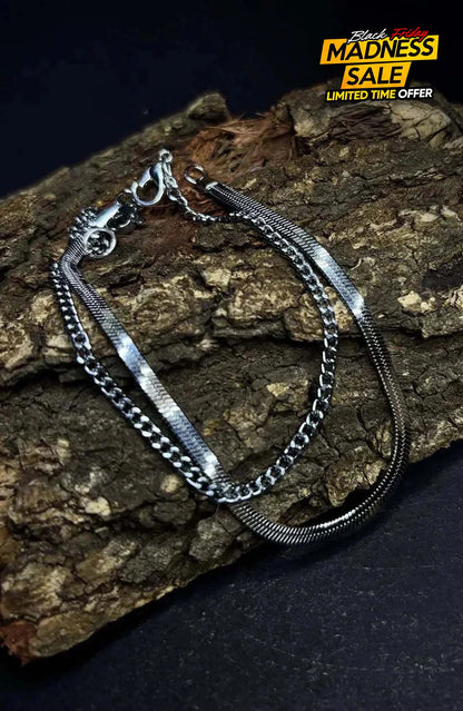 Ryo Duo – Dual Bracelet | Unisex Jewellery - Silver / Unisex - Bracelet