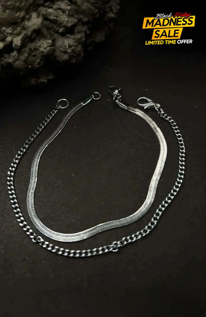 Ryo Duo – Dual Bracelet | Unisex Jewellery - Silver / Unisex - Bracelet