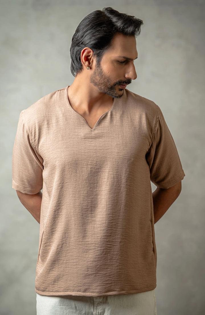 Vora Beige Shirt – Premium V-Neck for Men - Shirt