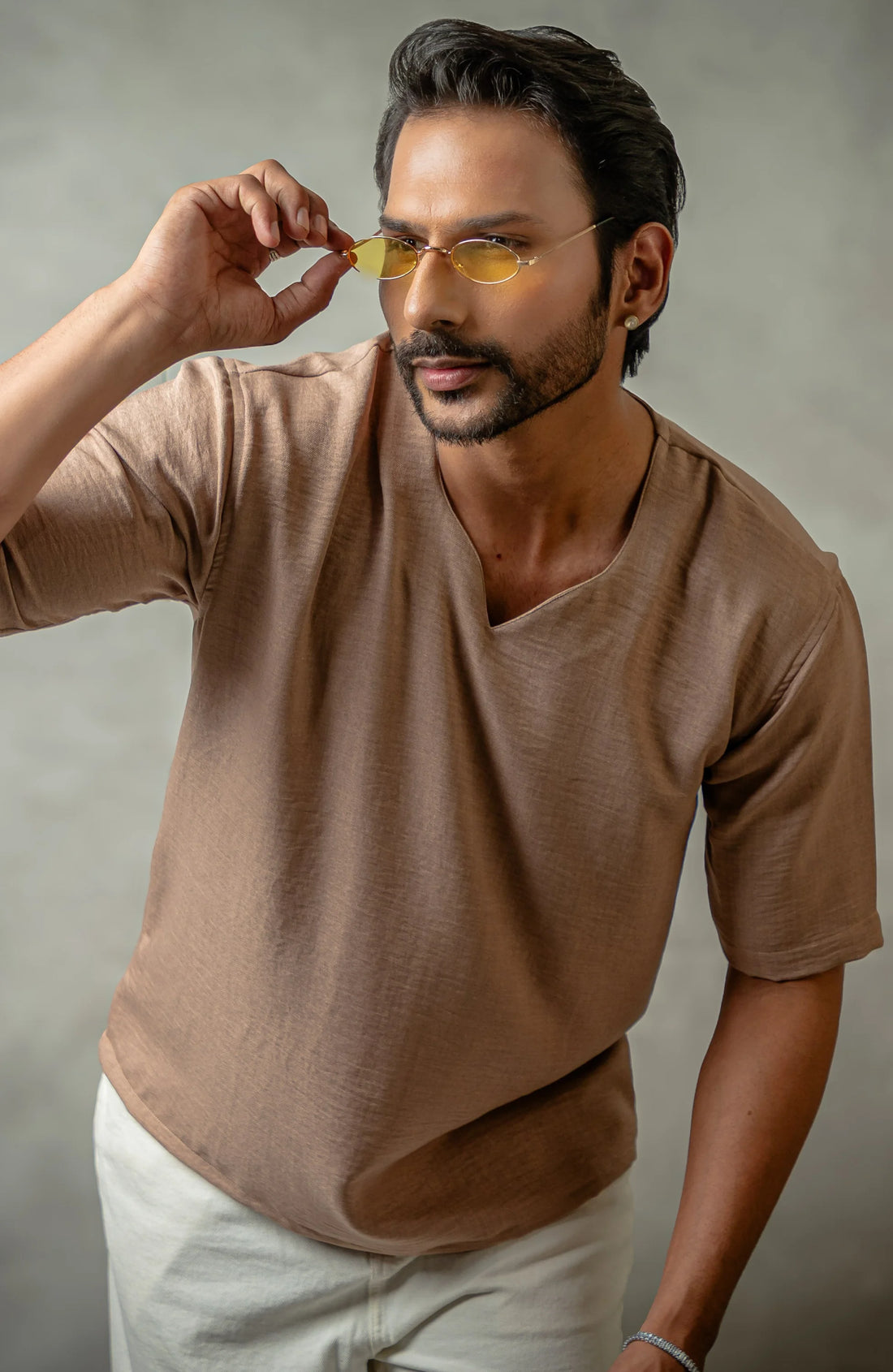 Vora Beige Shirt – Premium V-Neck for Men - Shirt