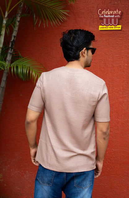 Vora Khaki Shirt – Premium V-Neck for Men - Shirt