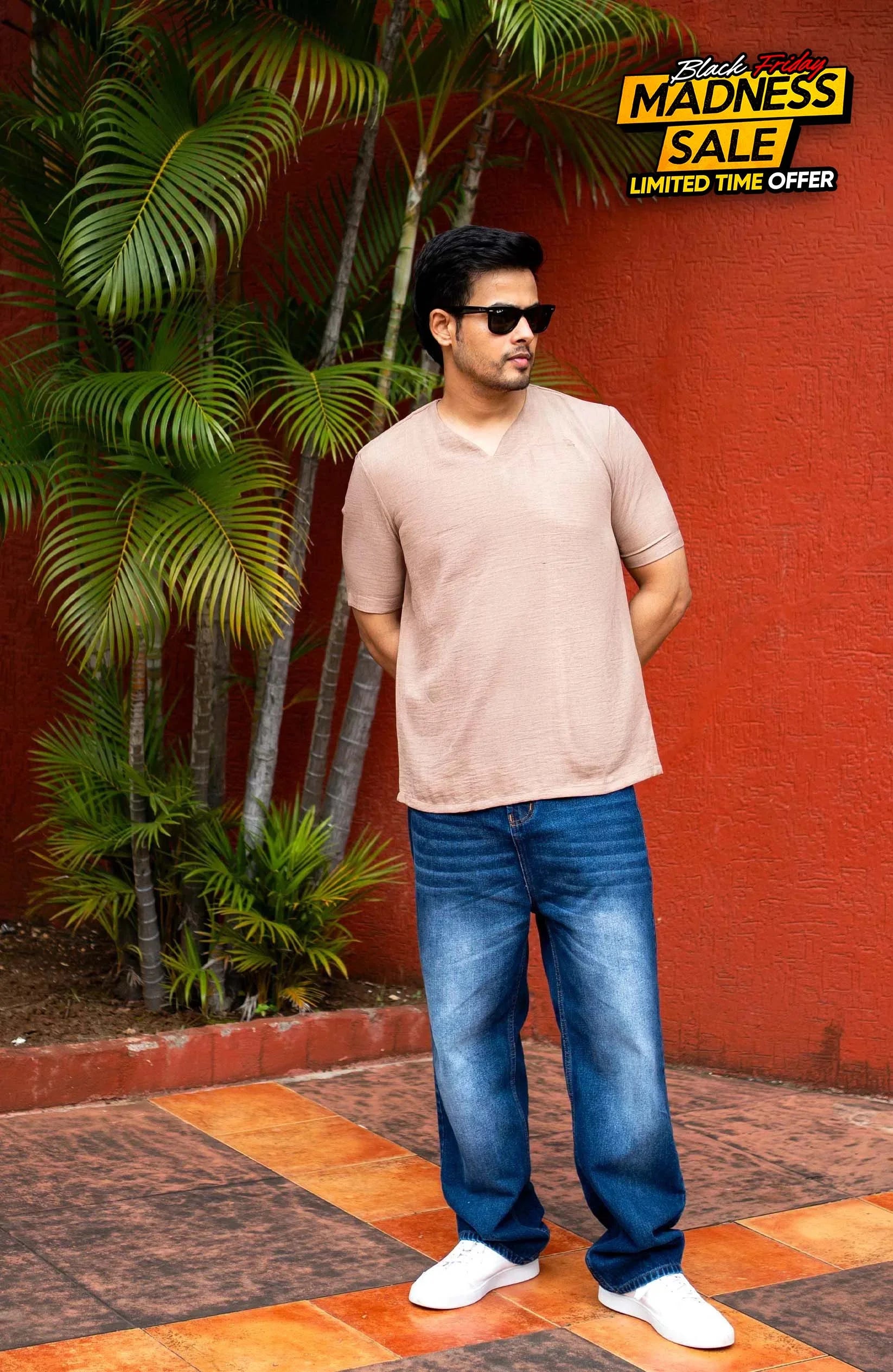 Vora Khaki Shirt – Premium V-Neck for Men - Shirt