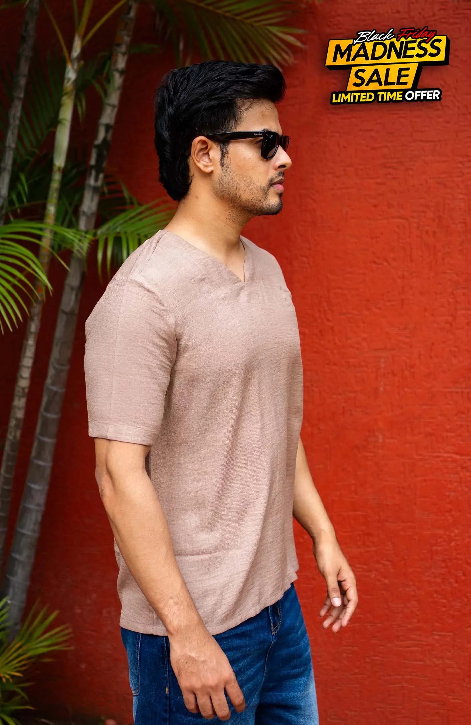 Vora Khaki Shirt – Premium V-Neck for Men - Shirt