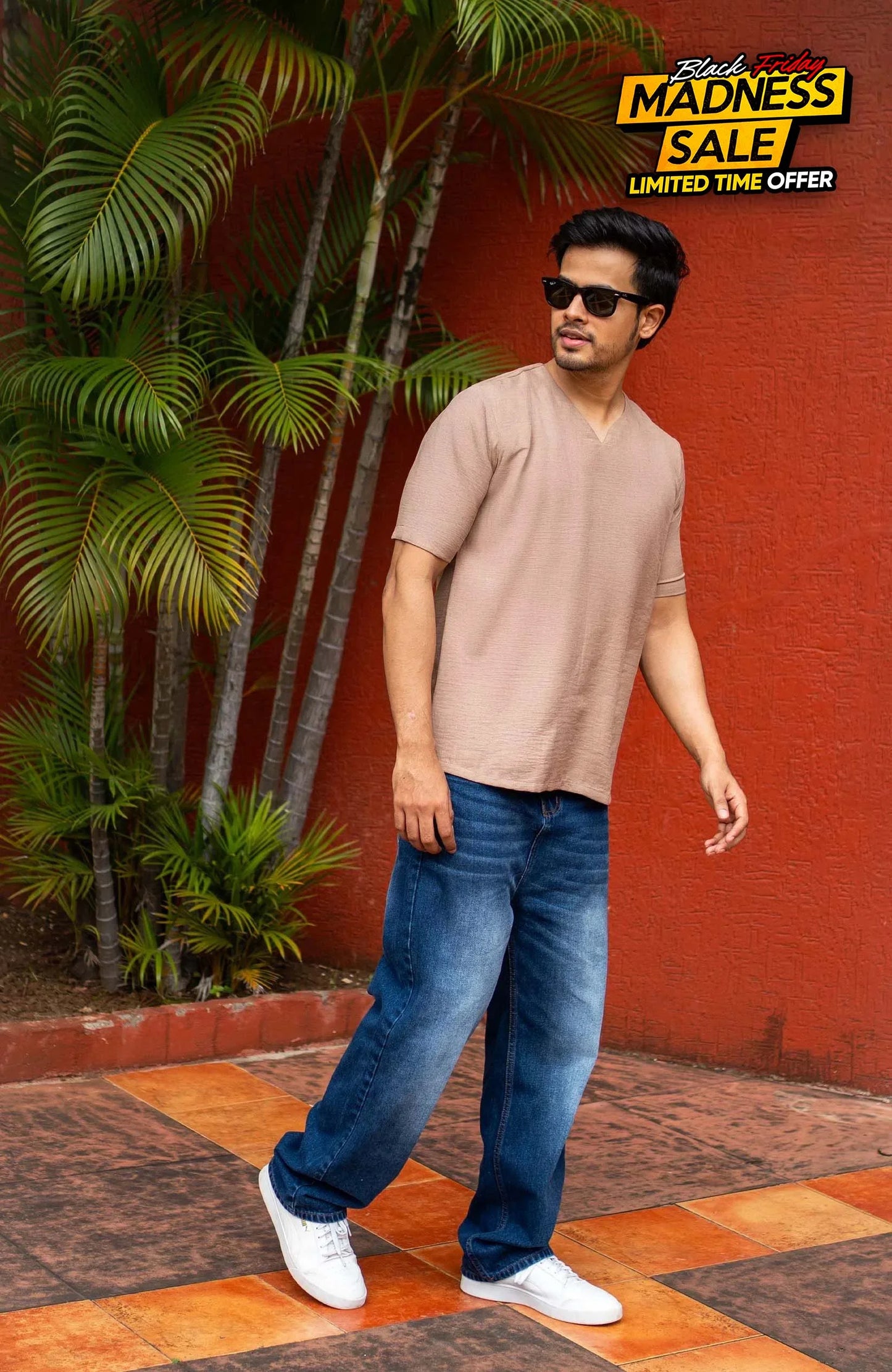 Vora Khaki Shirt – Premium V-Neck for Men - Shirt